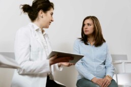 Doctor discussing abortion options with patient